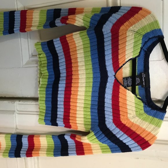 90s no boundaries rainbow colorful striped sweater - Picture 4 of 4